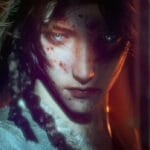 Karanlık fantezi tarzında, zamansız bakışa sahip anime karakter portresi